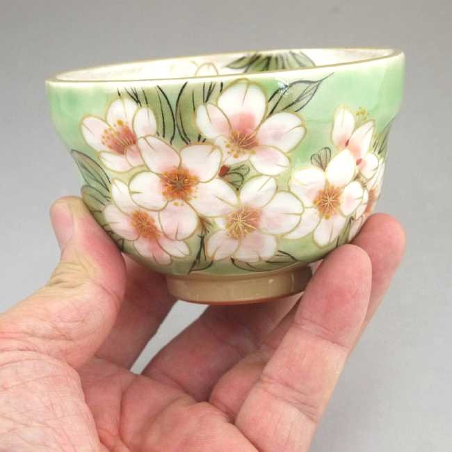 京焼 清水焼 織部五草花お茶呑茶碗 陶あん 桜単品 : 松韻堂 Yahoo!店