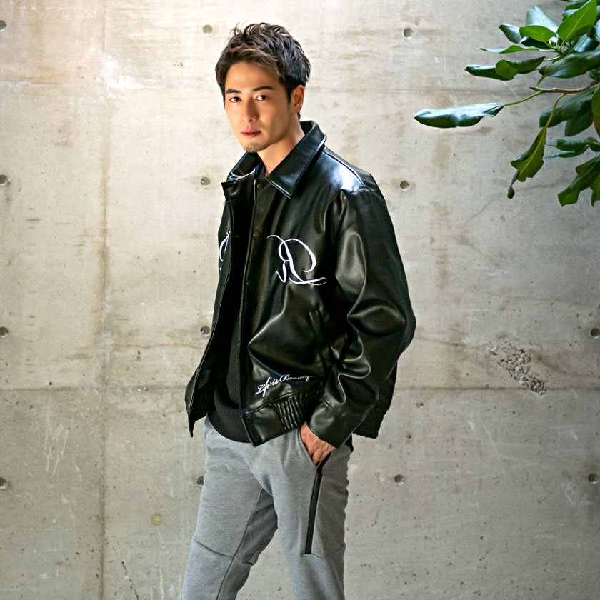 RAZZIS スタジャン メンズ レディース ブルゾン 刺繍 PUレザー