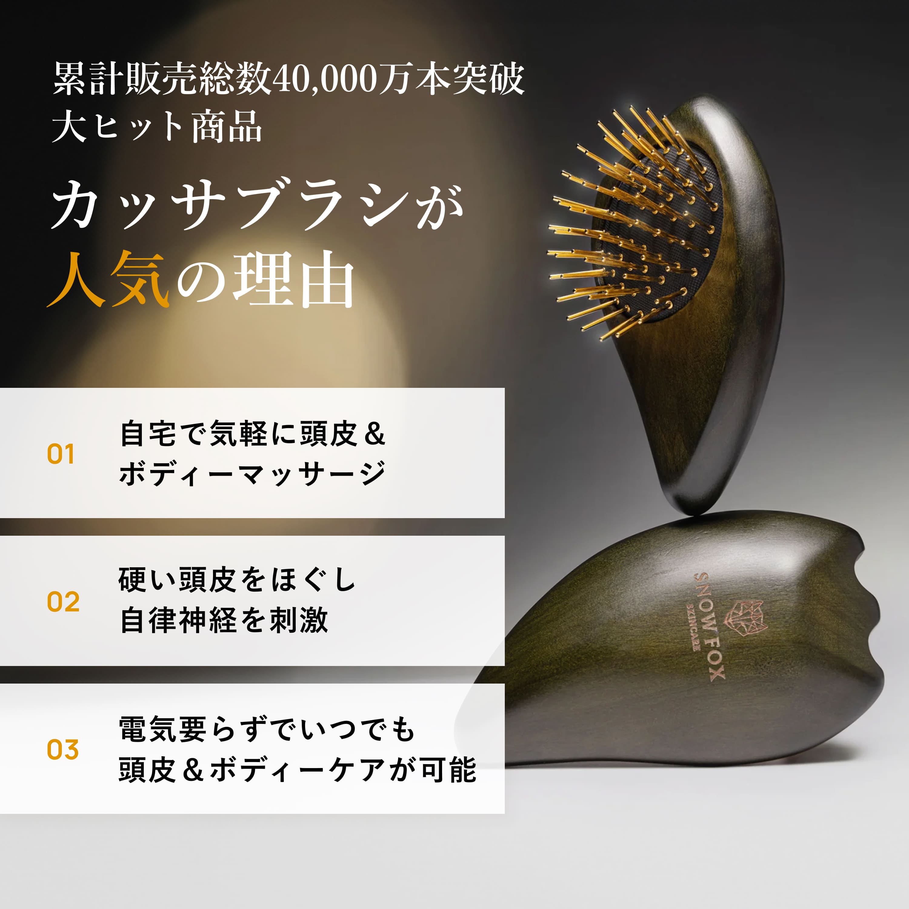 SNOW FOX SKINCARE ヘアブラシかっさ メンズ 美顔器買うより、これだっ