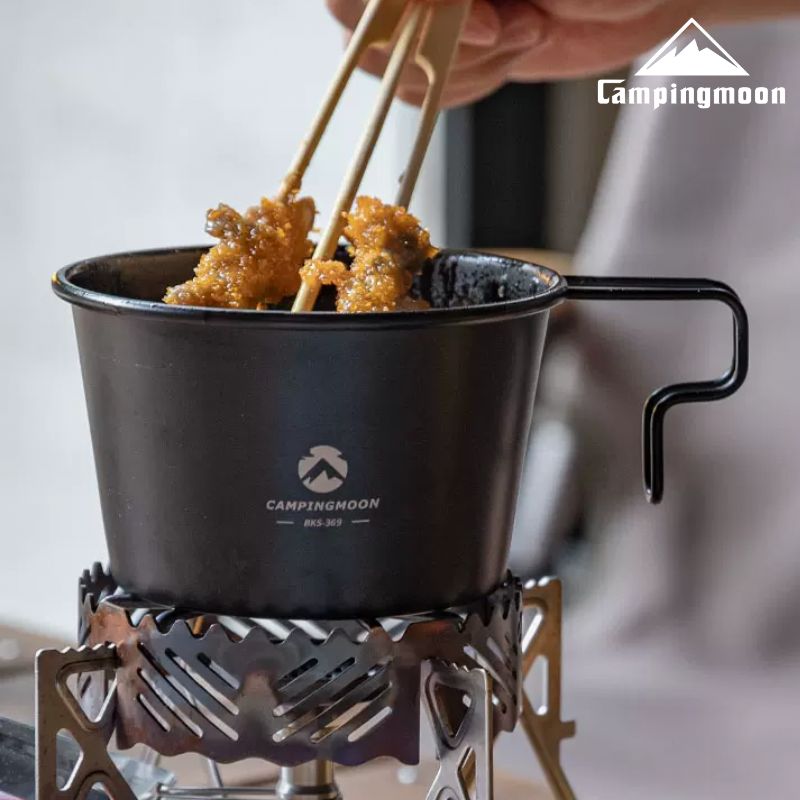 CAMPINGMOON シェラカップ 深型 ブラック 黒 600ml 直火 ステンレス