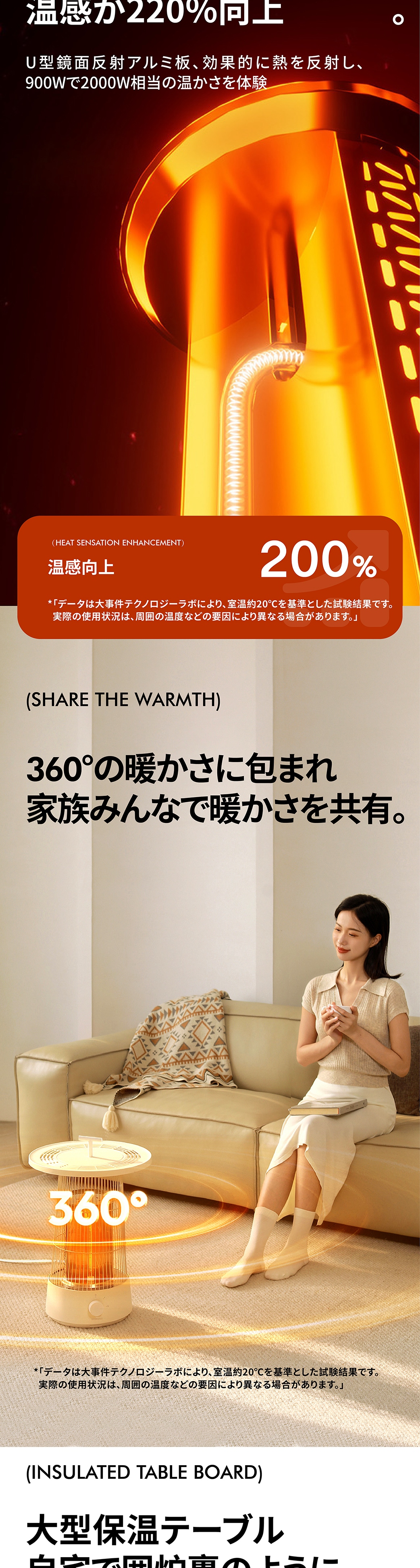 KOMONOテーブルヒーター-Circle Warm 電気ストーブ 暖房器具 省エネ 5