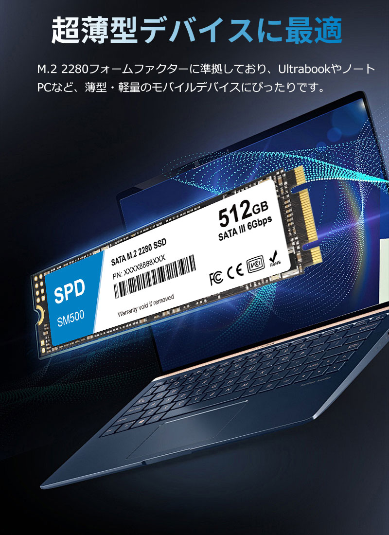 SPD SPD SSD 512GB M.2 2280 SATA III 6.0Gb/s R: 550MB/s W: 500MB/s