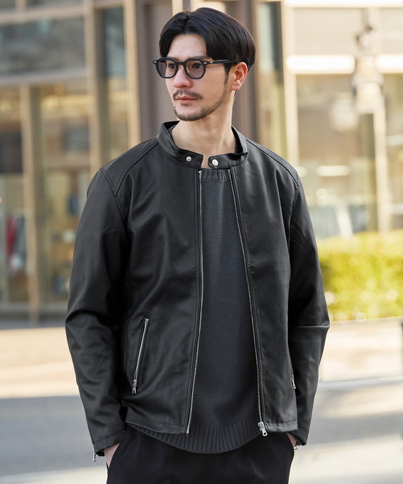 NEVER） Acquiesce ライダースジャケット メンズ PUレザー ジャケット