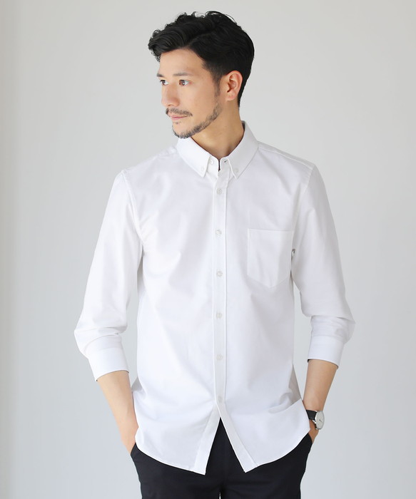 シャツ メンズ 七分袖 半袖シャツ オックスフォードシャツ ストレッチ