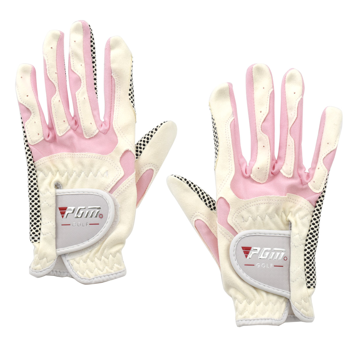 ゴルフグローブ レディース 両手用 (滑り止め付き) ピンク ホワイト
