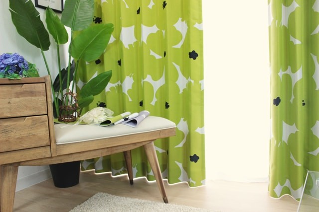 低価格 オーダーカーテン 遮光 北欧系 マリメッコ風 大人気 幅：21