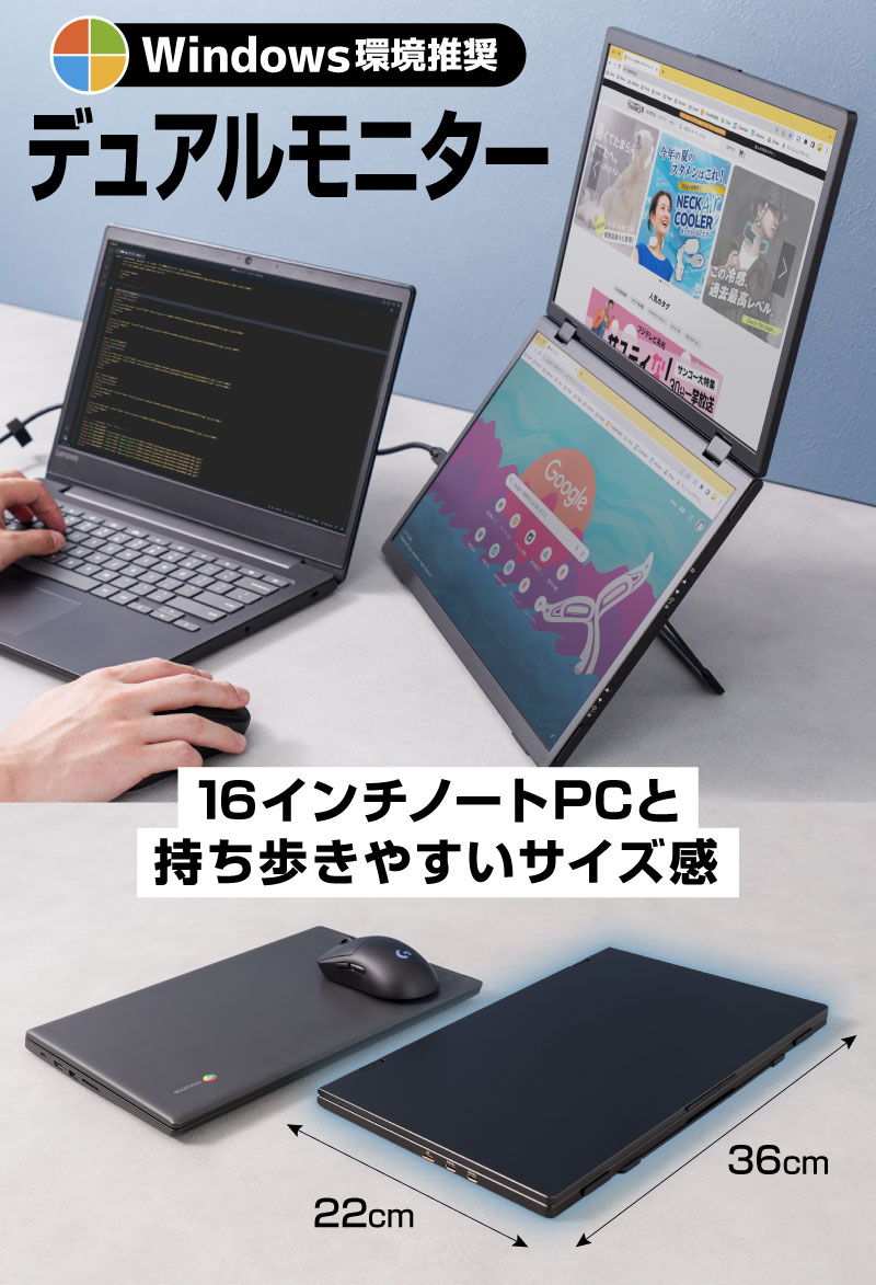 THANKO 15.6インチ 2画面 デュアルモニター モバイルモニター
