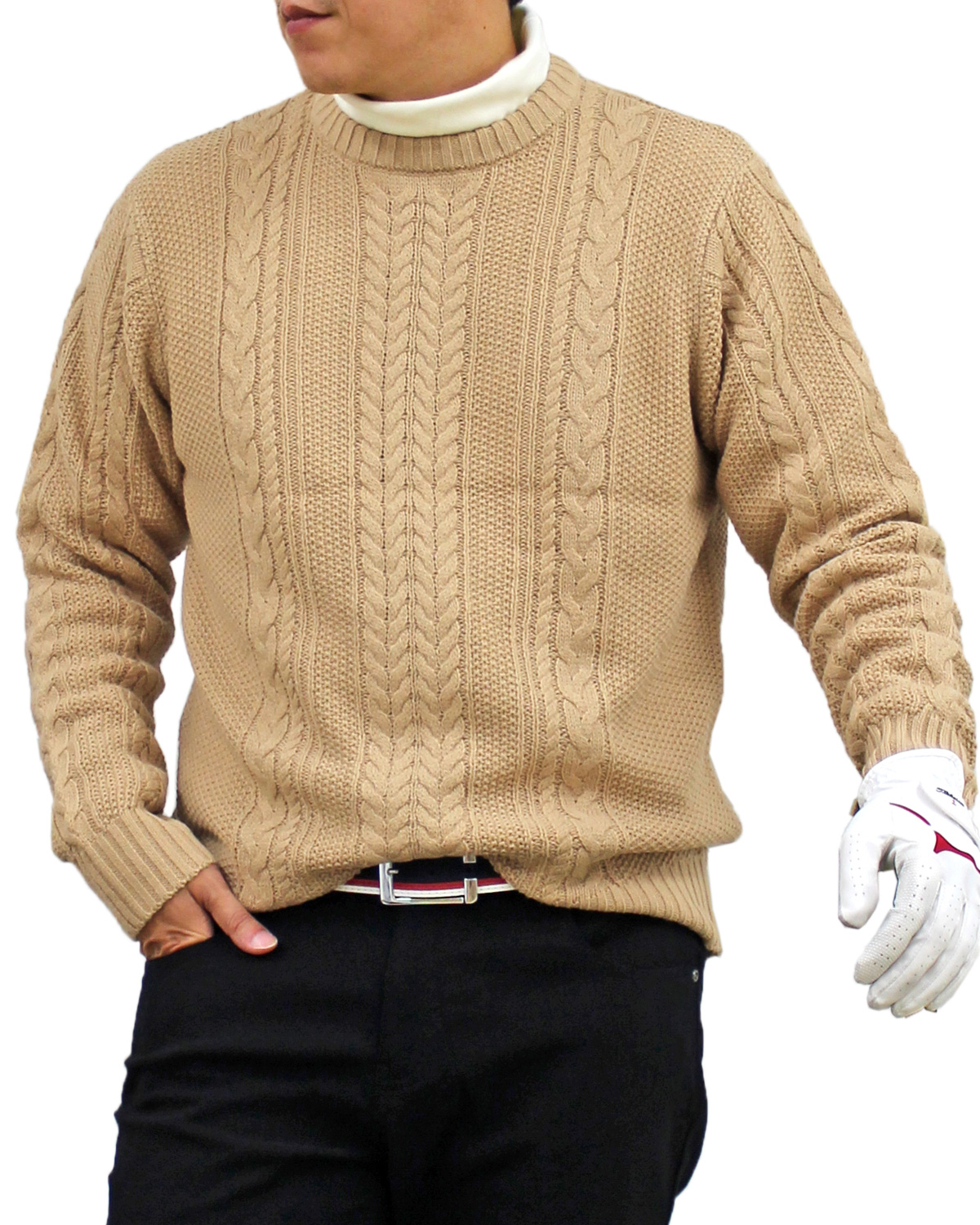 ゴルフセーター メンズ ニット ケーブルニット ゴルフウェア ケーブル
