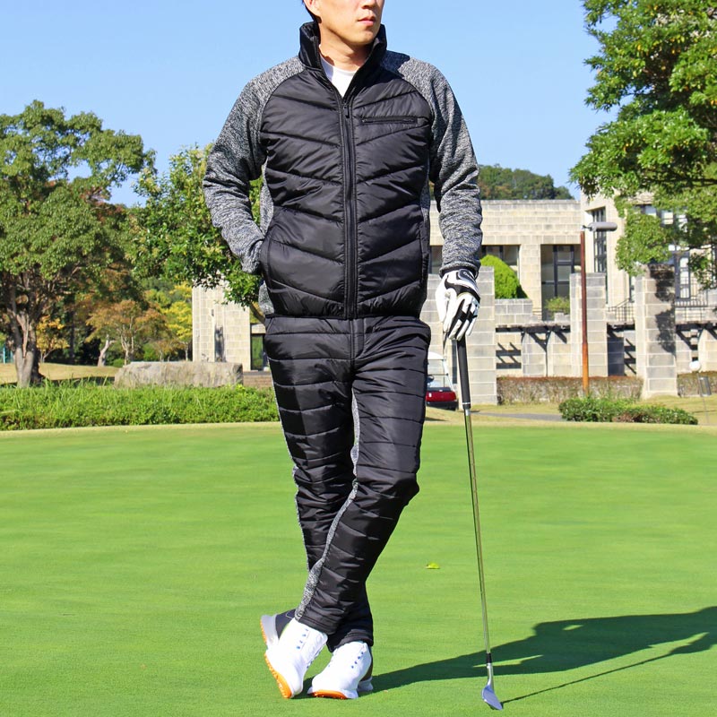 セットアップ ゴルフウェア メンズ 上下セット 中綿 暖か裏起毛
