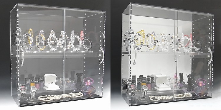 コレクションラック 透明 アクリルケース W600×H450×D200 引き戸タイプ