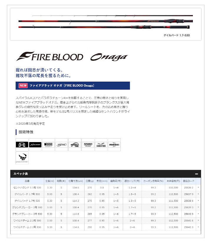 シマノ（SHIMANO） ロッド 20 ファイアブラッド オナガ ゲイルバード
