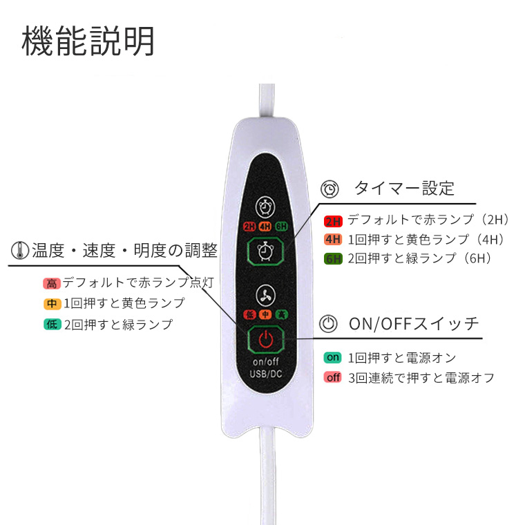 USB電源制御スイッチ タイマー スピード 温度調整機能付き 延長コード
