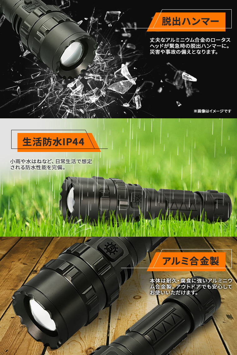 充電式LEDハンディライト 500ルーメン IP65 ハタヤ HATAYA 充電式LED