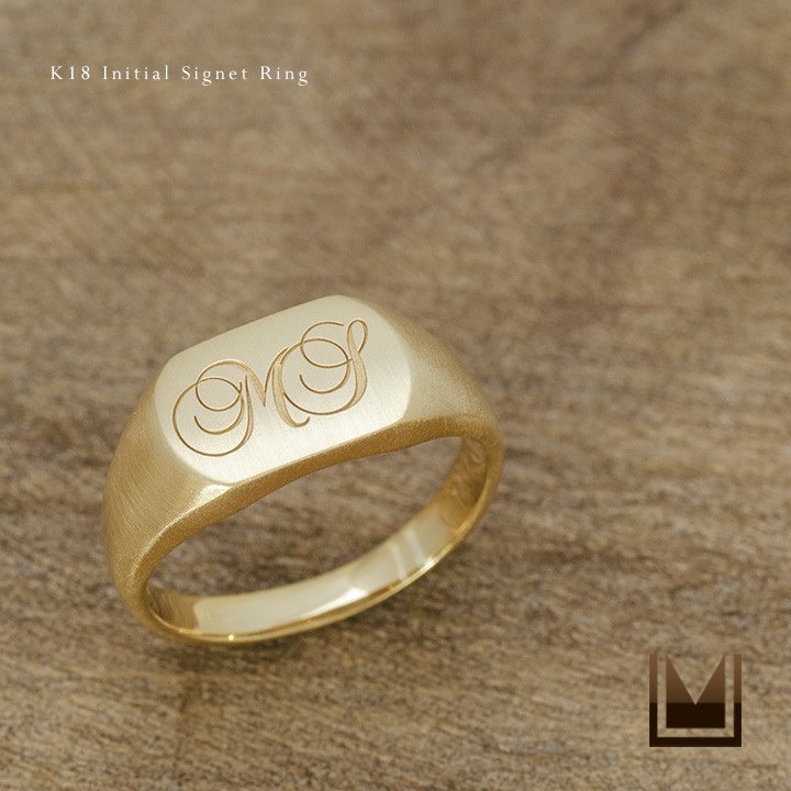指輪 シグネットリング メンズ・レディース兼用 イニシャル 地金 PT900