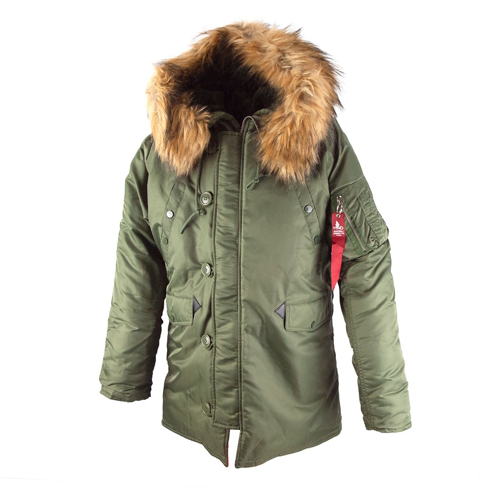 N-3B ミリタリージャケット 中綿入り フードファー付き アーミー