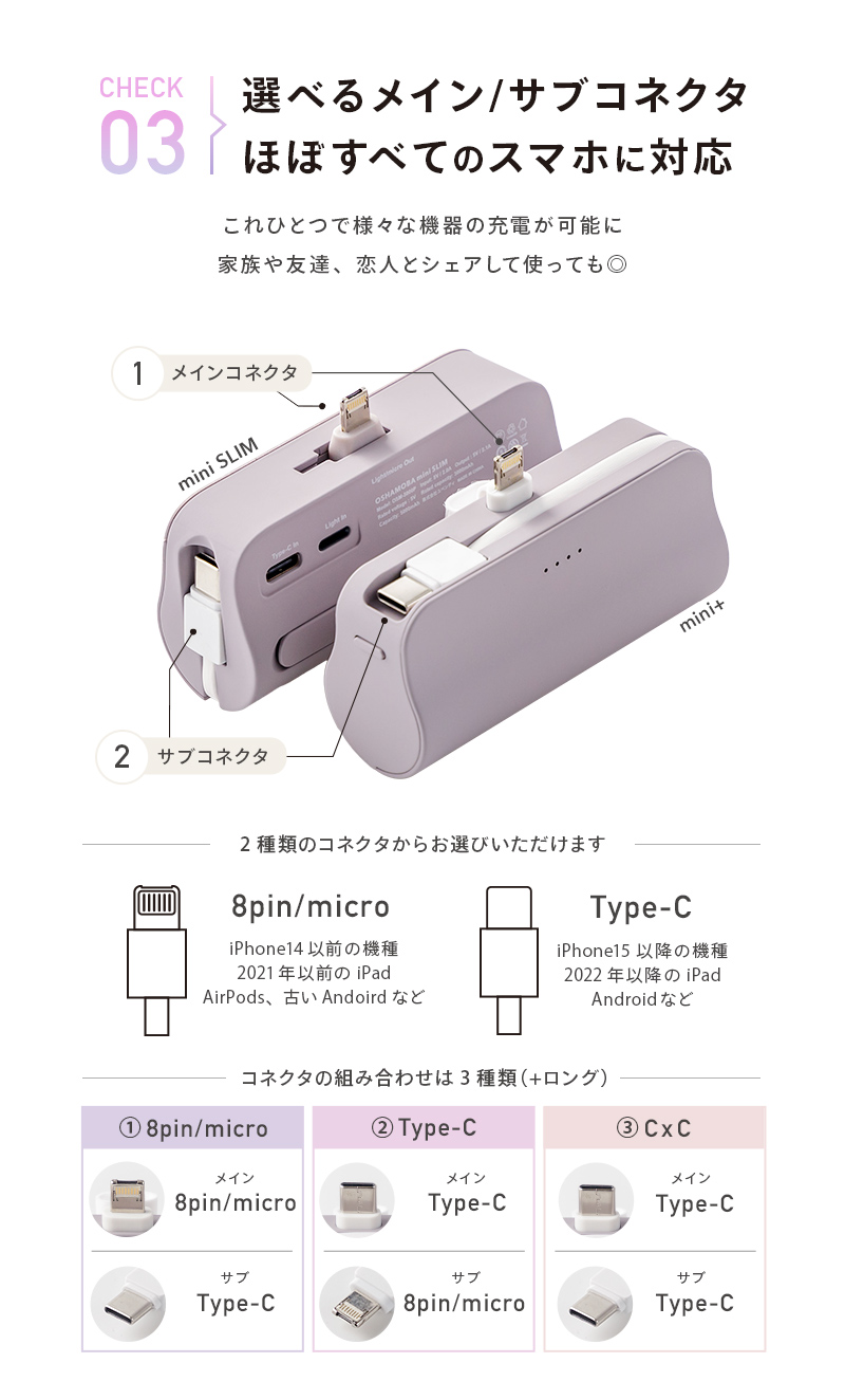最新モデル》モバイルバッテリー OSHAMOBA ◎mini+【オシャモバミニ