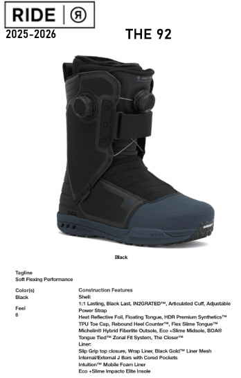 RIDE（ライド） 25-26 RIDE スノーボード ブーツ THE 92 ザ ナイン