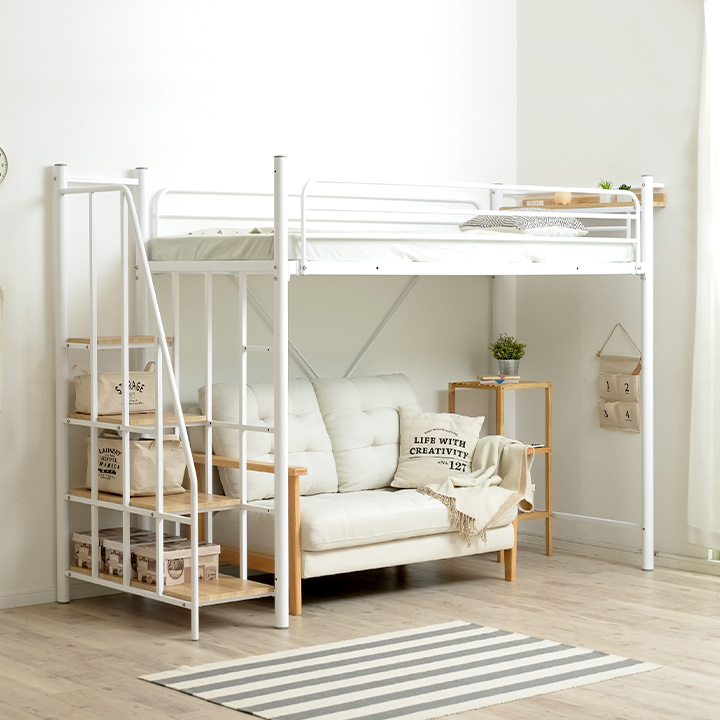smart-i 階段付き 宮付き 2口コンセント付き ハイタイプ ロフトベッド