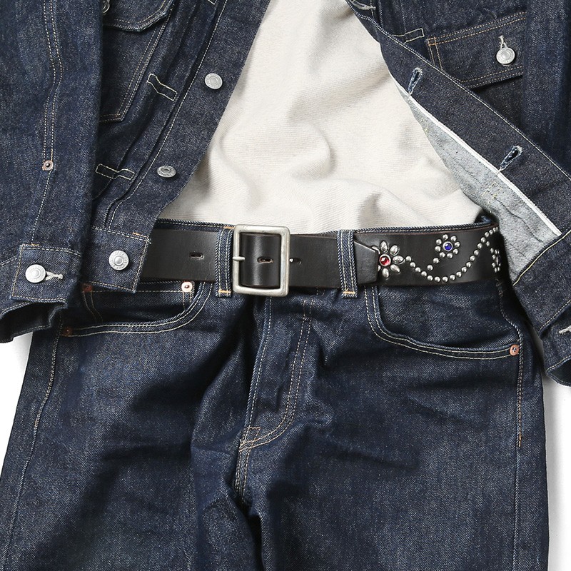 HTC エイチティーシー #24 FLOWER 1.75”カウレザー スタッズベルト