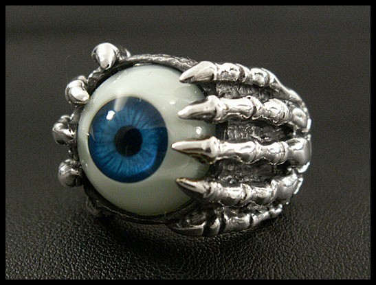 シルバーリング リング 指輪 ドクロハンド 目玉 義眼 シルバー925 （ID