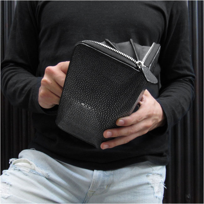 スティングレイ／エイ革 ガルーシャ 長財布 ラウンドファスナー 革財布