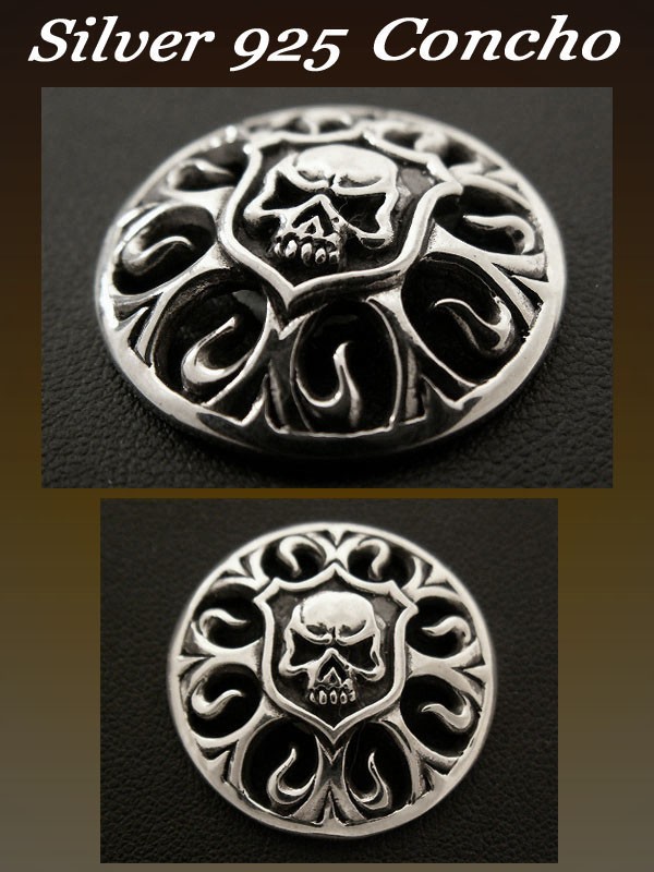 シルバーコンチョ スカルコンチョ ねじ式 2.5cm 髑髏 スカル シルバー