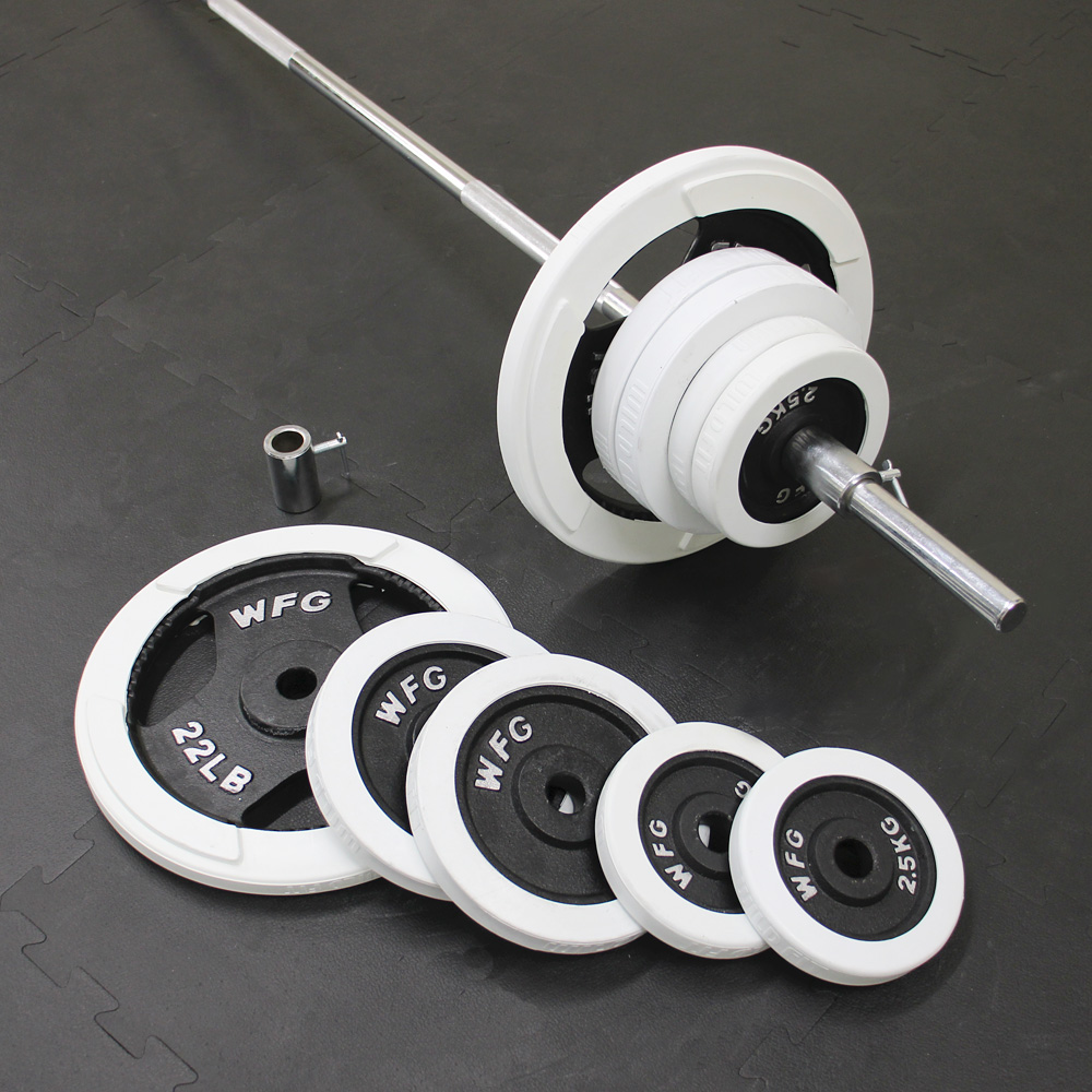 WILD FIT（ワイルドフィット） バーベルセット 60kg 白ラバー