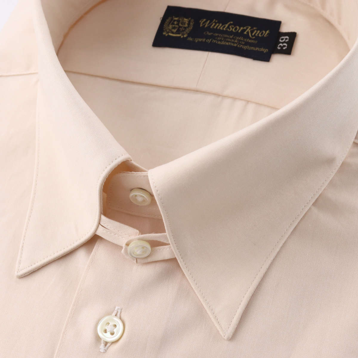 ワイシャツ タブカラー ベージュ 無地 長袖 メンズ 日本製 綿100