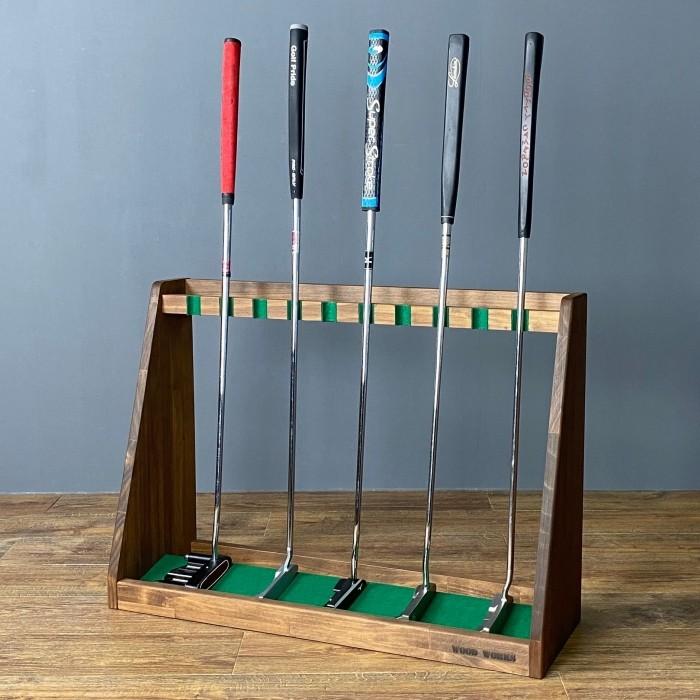 WOODWORKS パターラック 10本掛 (色：ブラウン)木製 日本製 【 ゴルフ