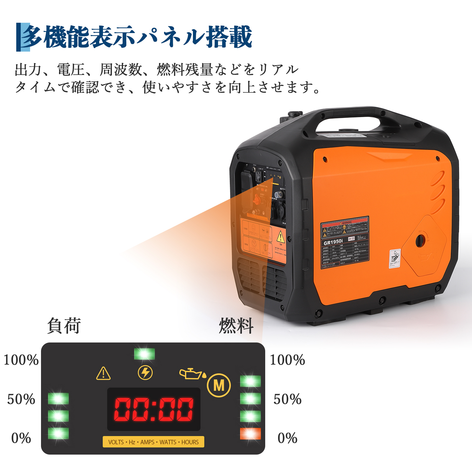 限定クーポン 発電機 インバーター ガソリン 定格出力1.8kvA 最大1950W