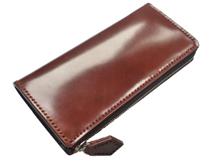 コードバン L字 ラウンドファスナー 長財布 内側もホーイン社シェル