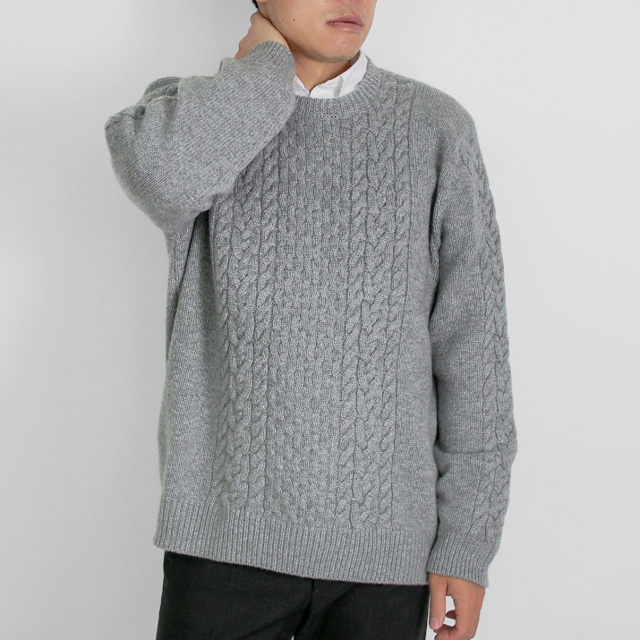 PRODIGAL（プロディガル） カシミヤ 100％ メンズ ケーブル柄 クルー