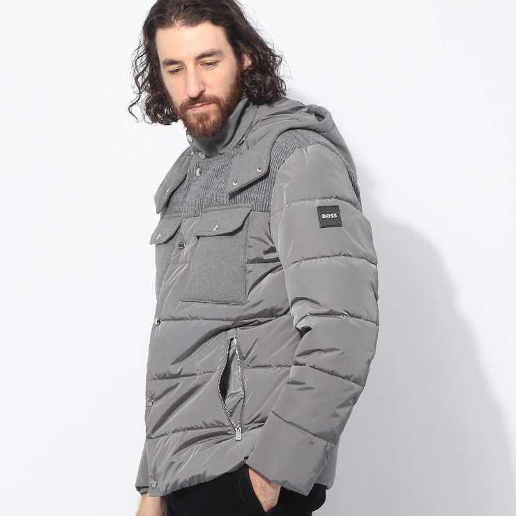 HUGO BOSS（ヒューゴ・ボス） フード着脱 異素材切替 フラップ付き胸