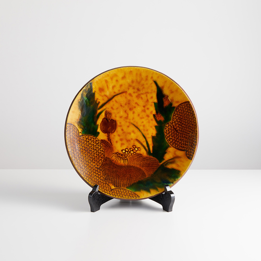 故二代浅蔵五十吉 9号タタラ皿 釉彩山茶花|秀幸九谷 COREZO店|COREZO