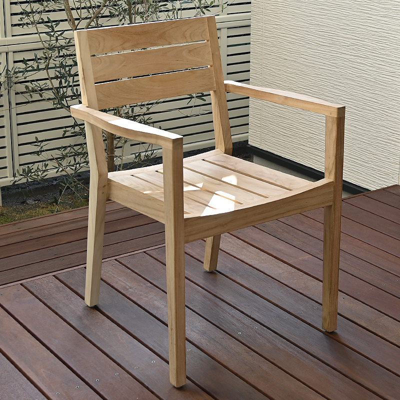 チーク無垢材 無塗装 PURO アームチェア C530XX 背もたれ 椅子 いす