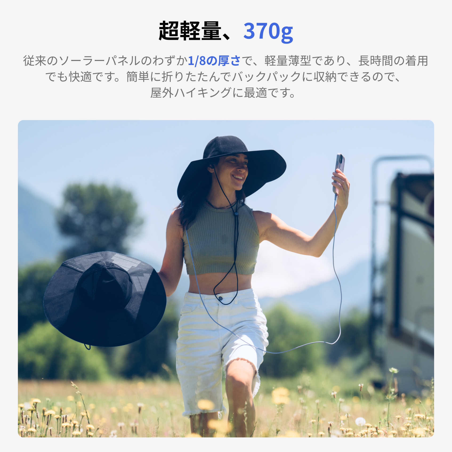 ECOFLOW EcoFlow Power Hat 着用型ソーラーハット 超軽量 折畳み式