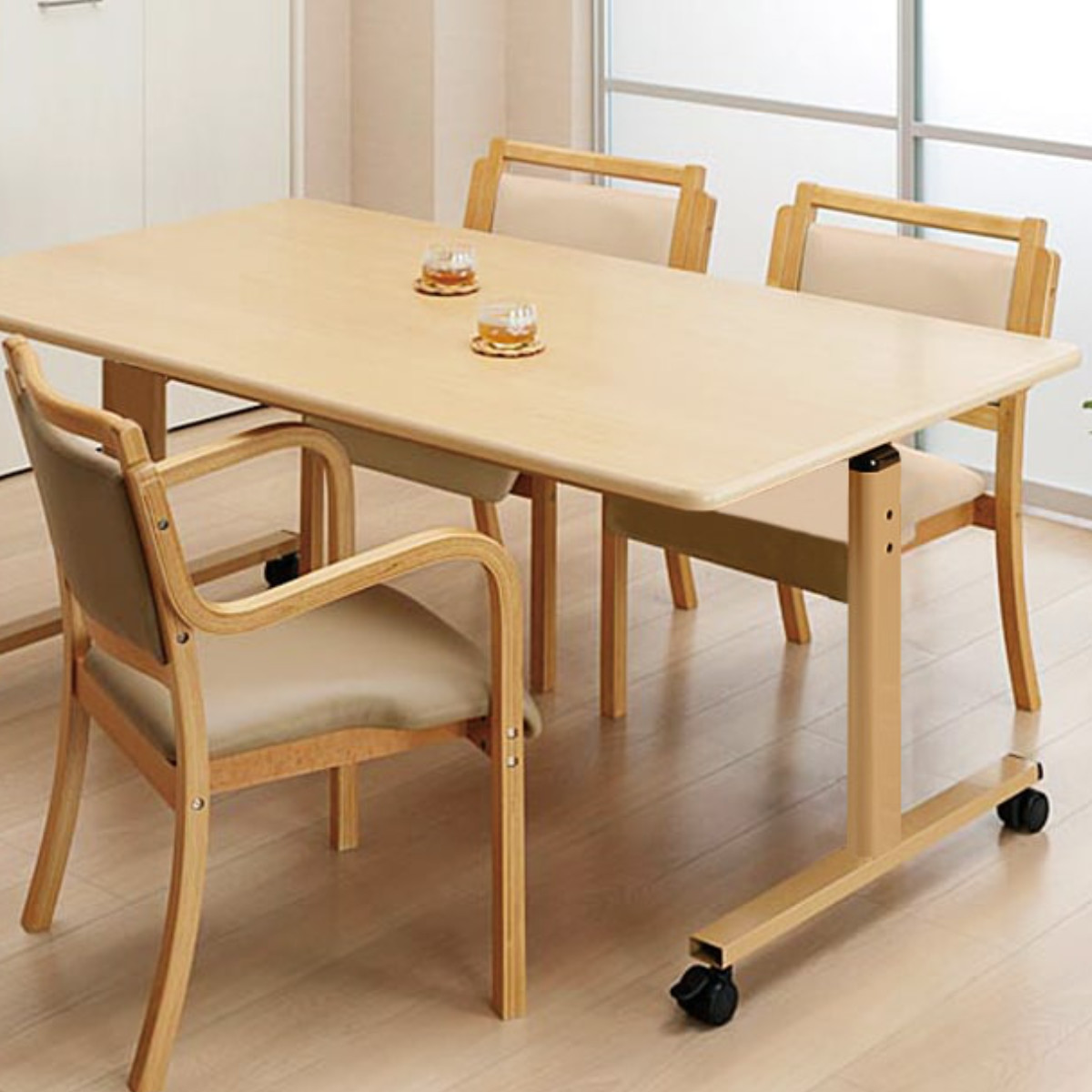 チェア 3脚セット 座面高42cm カルモ 木製 肘掛け スタッキング