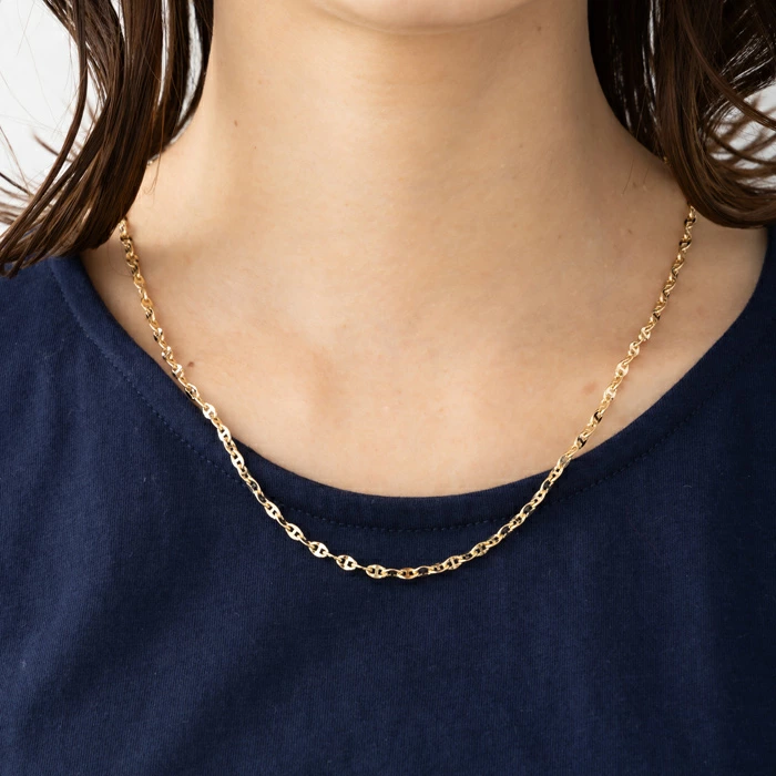 約50cm 中空 アンカー ネックレス チェーン イタリア製 幅約3.3mm K18