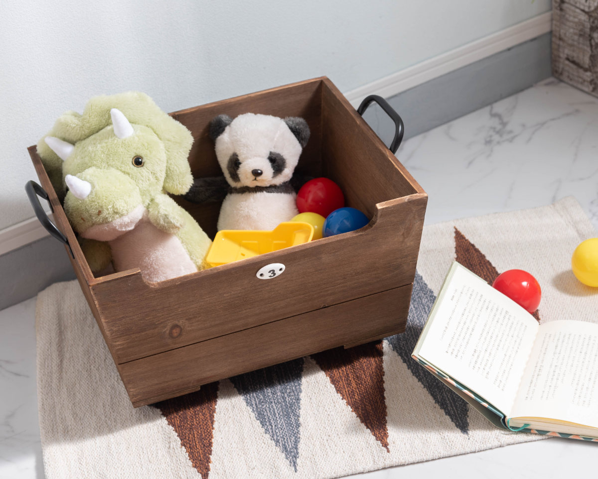 収納ボックス キャリーボックス 同色4個セット キャスター付き 木製