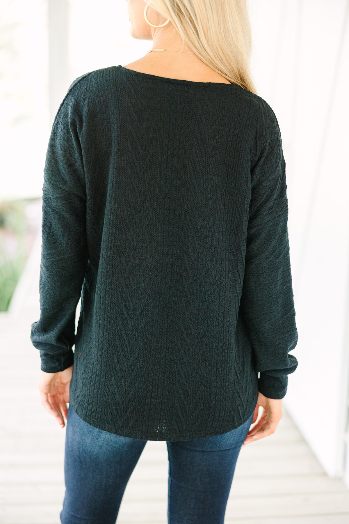 The Slouchy Black Cable Knit Top – Shop the Mint