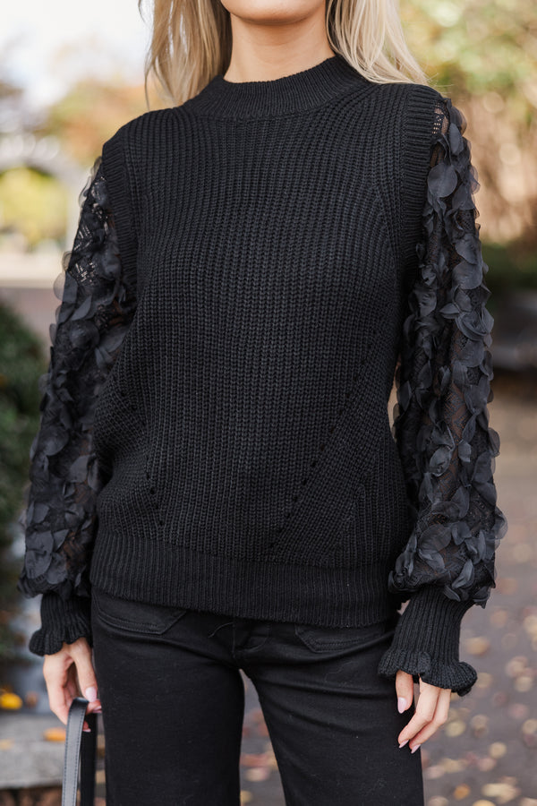 Tell The Truth Black Tulle Sleeve Sweater – Shop the Mint