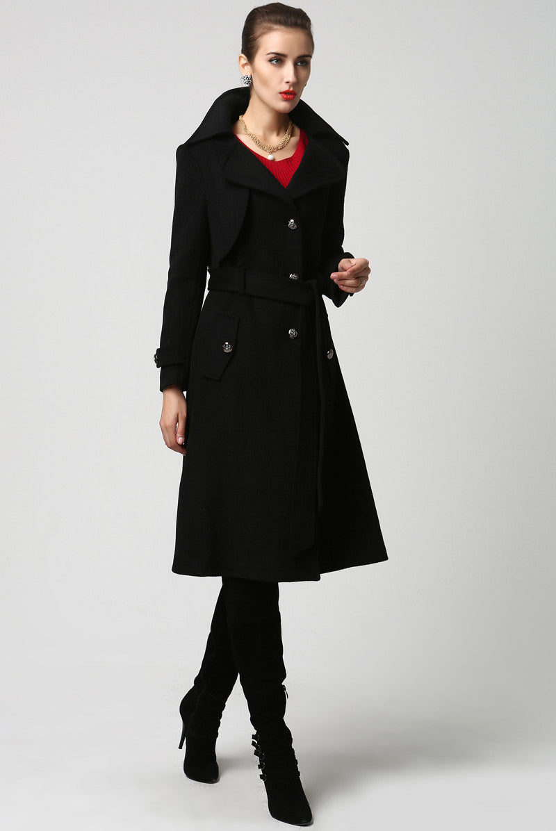 Wool Trench Coat – Classic Black or Green Winter Overcoat | Xiaolizi