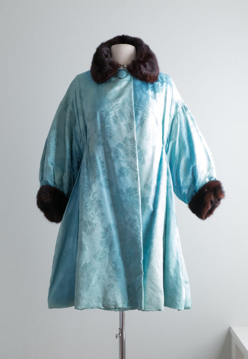 Vintage Jeanne Lanvin Couture Silk Brocade Opera Coat / SM