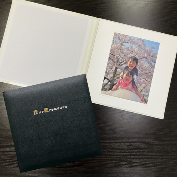 写真台紙 プリント印刷付き 仕上げ【クラシック・黒】6つ切 1面 記念