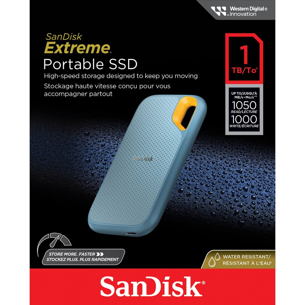 SanDisk 1TB Extreme Portable SSD V2 (E61, 1050MB/s Read Speeds