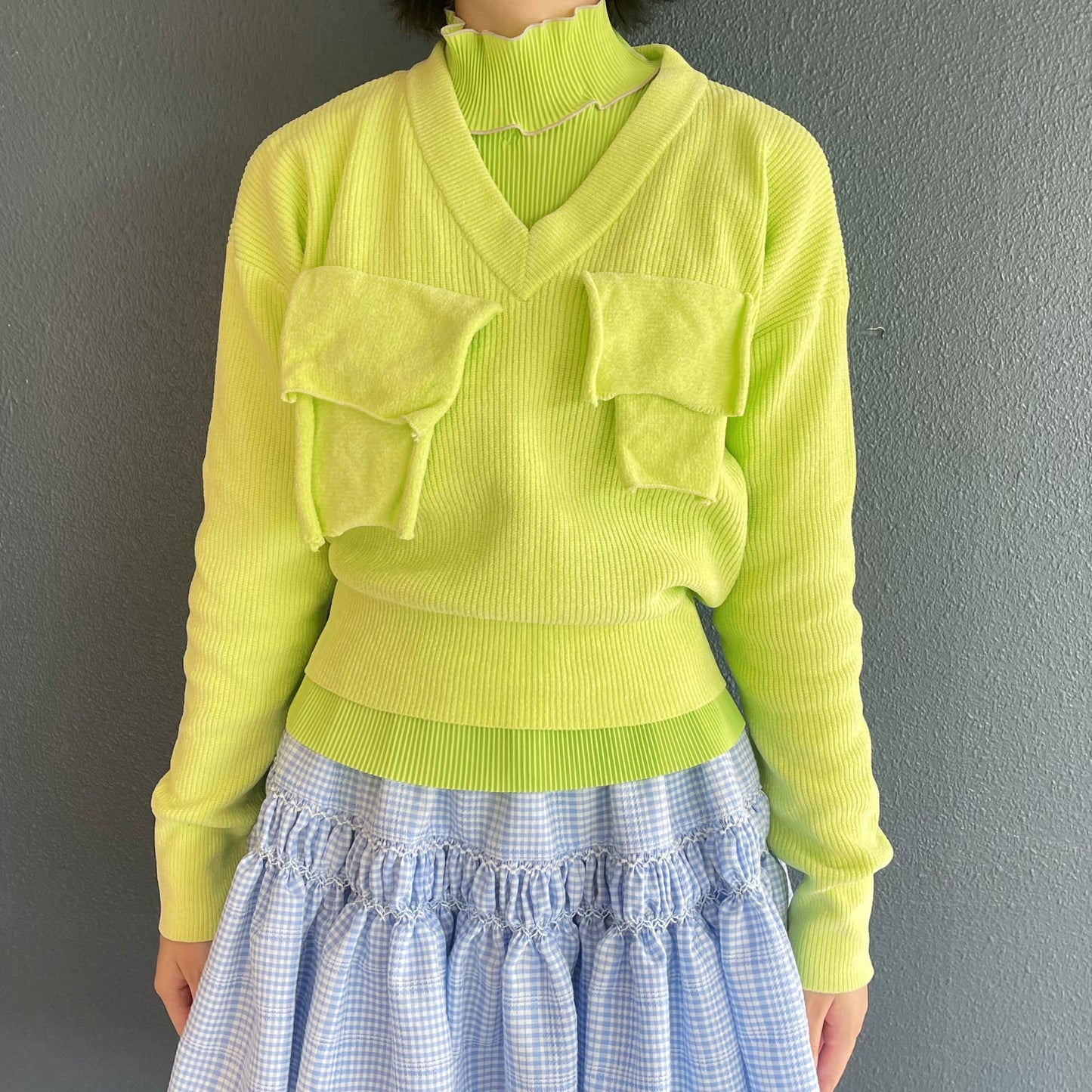 TODO V-NECK KNIT TOP / LIME / Vネックニットトップ | シープ / SHEEP