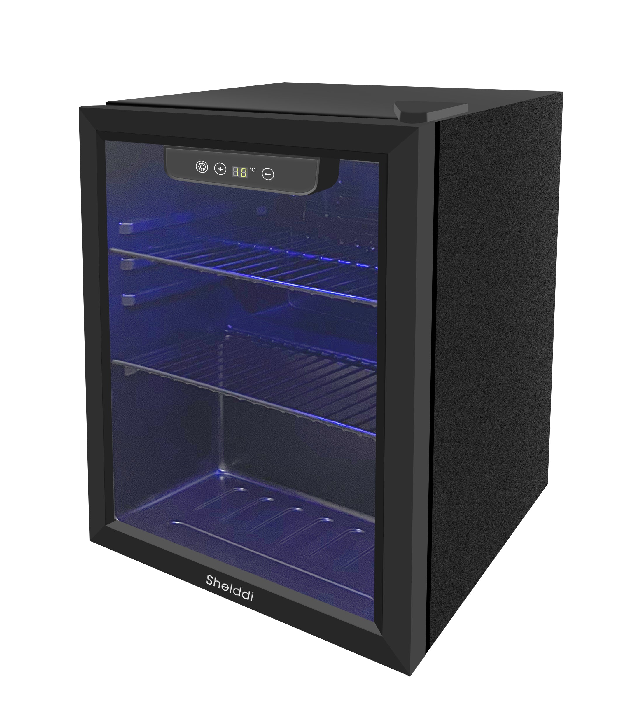 Shelddi 小型冷蔵庫 48L コンプレッサー式 透明ガラスドア おしゃれ