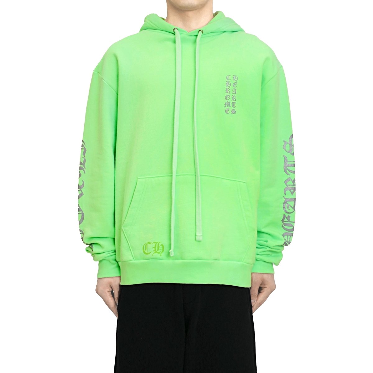 Chrome Hearts マイアミ限定 スクリプト ロゴ ネオングリーン パーカー