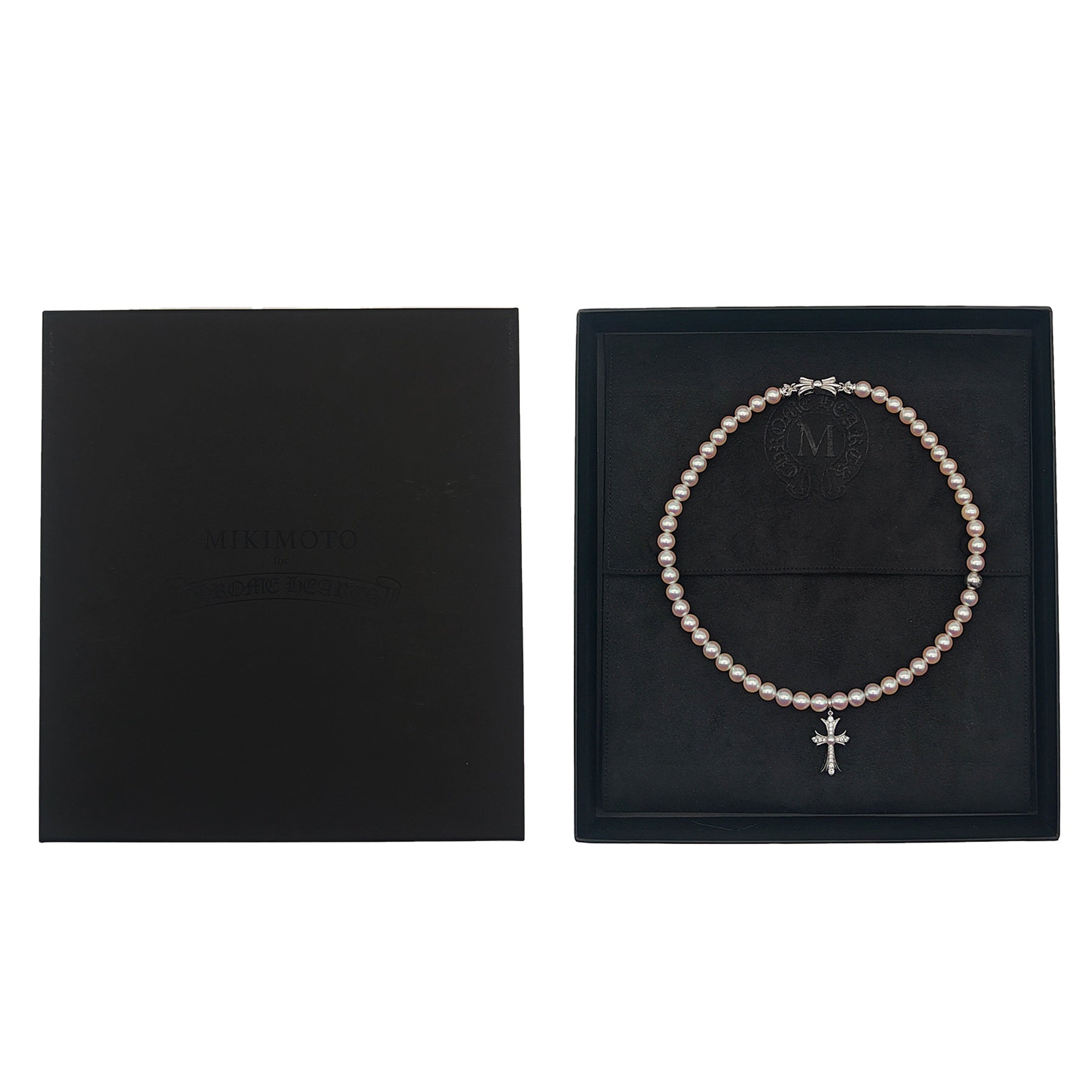Chrome Hearts 18K Pearl White Diamonds Cross Necklace - SRM