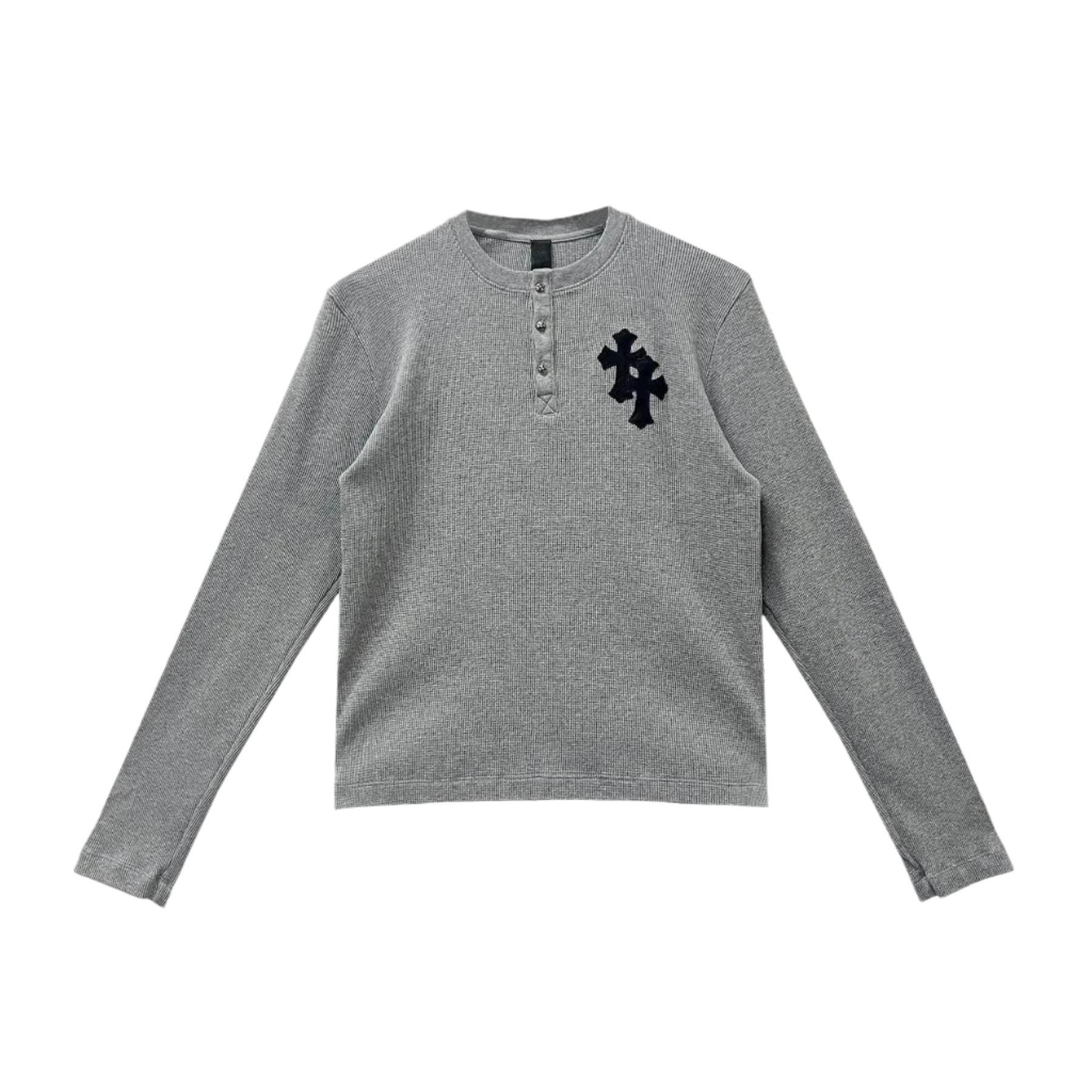 Chrome Hearts Gray Thermal Leather Cross Long Sleeve T-Shirt